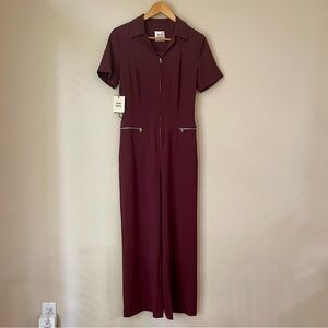 Aritzia Little Moon Short-Sleeve Zip Negroni Jumpsuit in Truffle, Women’s Size 6